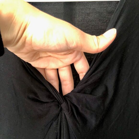 Cupio Black front-twist, comfy, lightweight long sleeved top / Sz L - Picture 2 of 5